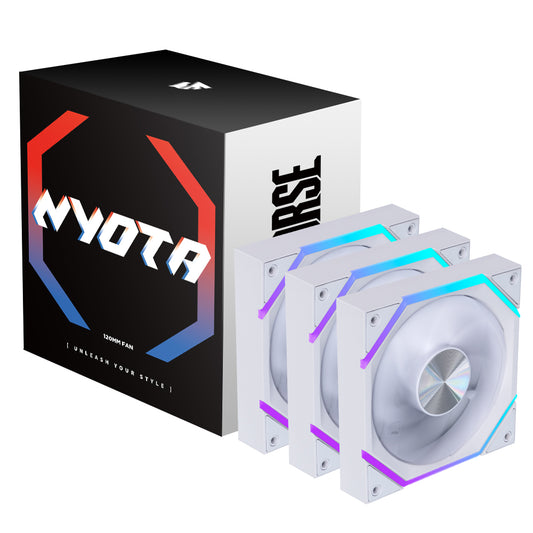 Asiahorse Nyota - Kotelotuuletin 120mm ARGB 3-pack - Valkoinen