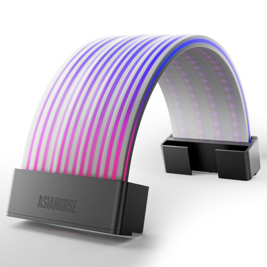 Asiahorse Aurora Pro 24-Pin - RGB-valaistu emolevyn virtakaapelin kuori, Musta, 205 mm