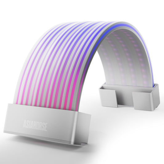 Asiahorse Aurora Pro 24-Pin - RGB-valaistu emolevyn virtakaapelin kuori, Valkoinen, 205 mm